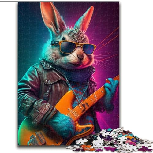 1000-teiliges Puzzle-Geschenk, Gitarren-Kaninchen-Puzzle für Erwachsene, Familieninteraktion und Gehirn-Herausforderung, Familienaktivitäts-Herausforderung (Größe 50x75cm) von WGLINGX