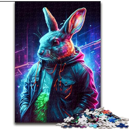1000-teiliges Puzzle-Geschenk, Kaninchen-Neon-Puzzle für 1000 Teile, für Teenager, Familien-Lernspiele, Heimdekoration, Geschenk, Größe 50x75cm von WGLINGX