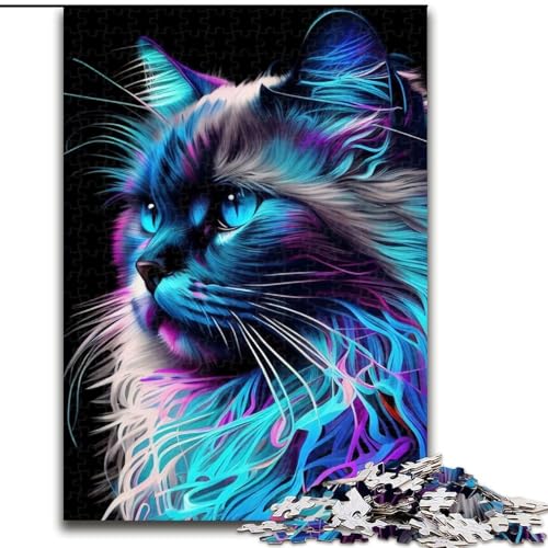1000-teiliges Puzzle-Geschenk, Katze, Pop-Art, Tiergesicht, Puzzle für 1000 Teile, für Teenager, Familien-Lernspiele, Heimdekoration, Geschenk, Größe 50x75cm von WGLINGX