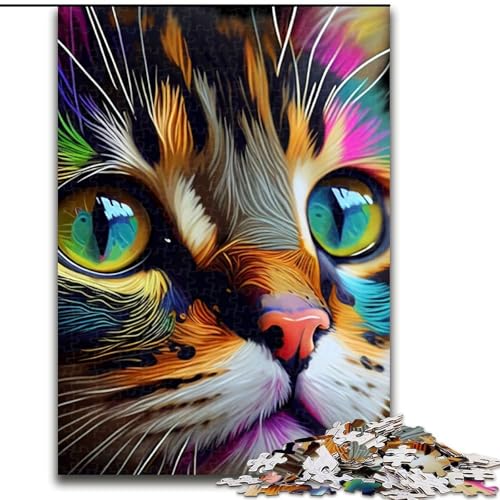 1000-teiliges Puzzle-Geschenk, Katze, Pop-Art-Tiergesicht, 1000-teiliges Puzzle, ideal für die Dekoration zu Hause und im Büro, Geburtstag, Größe 50x75cm 1000-teiliges Puzzle-Geschenk, Katze, Pop-Art-Tiergesicht, 1000-teiliges Puzzle, ideal für die Dekoration zu Hause und im Büro, Geburtstag, Größe 50x75cm von WGLINGX