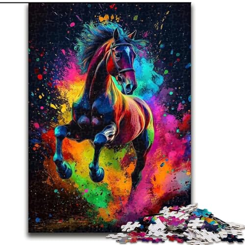 1000-teiliges Puzzle-Geschenk, Kunst-Graffiti-Pferde-Puzzle, 1000 Teile für Erwachsene, ideales Urlaubs- oder Geburtstagsgeschenk, Partyspiel-Spielzeug (Größe 26x38cm) von WGLINGX