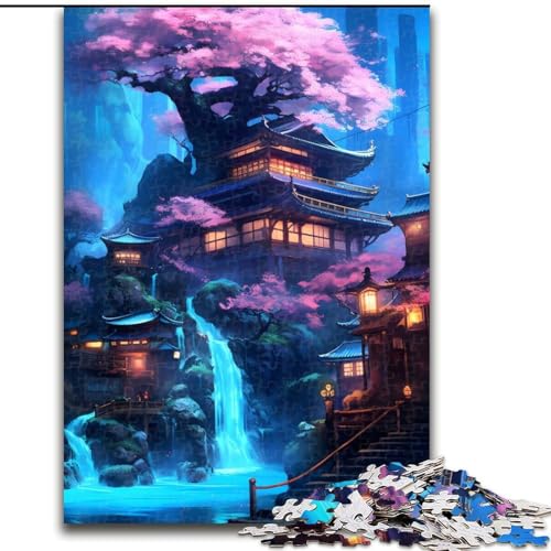 1000-teiliges Puzzle-Geschenk, Neon-Wasserfall-Tempel, Puzzles für 1000 Teile, für Teenager, Familien-Lernspiele, Heimdekoration, Geschenk, Größe 26x38cm 1000-teiliges Puzzle-Geschenk, Neon-Wasserfall-Tempel, Puzzles für 1000 Teile, für Teenager, Familien-Lernspiele, Heimdekoration, Geschenk, Größe 26x38cm von WGLINGX