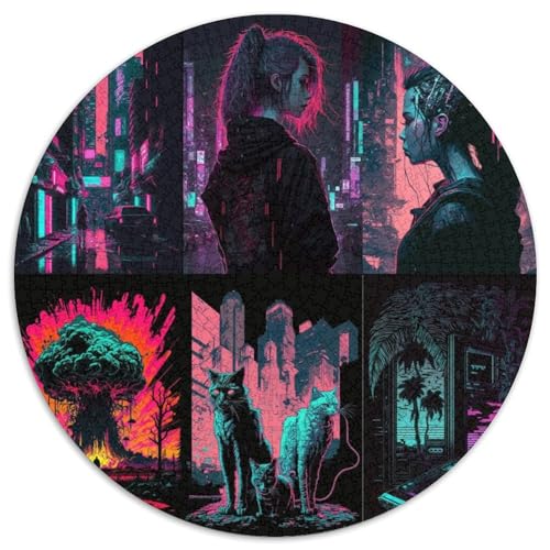 1000-teiliges Puzzle-Geschenk, Neonlandschaft, unmögliches Puzzle für Erwachsene, ideales Urlaubs- oder Geburtstagsgeschenk, Partyspiel-Spielzeug (67,5 x 67,5 cm) von WGLINGX