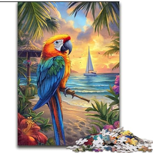 1000-teiliges Puzzle-Geschenk, Papagei am Meer, Puzzle für Erwachsene, Familienaktivitätsspiel, Heimdekoration, Wandkunst (Größe 26x38cm) von WGLINGX