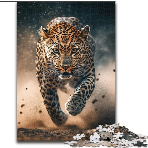 1000-teiliges Puzzle-Geschenk, Running Leopard-Puzzles 1000 Teile für Erwachsene, ideales Urlaubs- oder Geburtstagsgeschenk, Partyspiel-Spielzeug (Größe 26x38cm) von WGLINGX