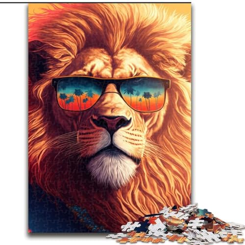 1000-teiliges Puzzle-Geschenk, Sonnenbrille, Löwe, Puzzle für 1000 Teile, pädagogisches und unterhaltsames Indoor-Spiel für die Heimdekoration, Größe 26x38cm 1000-teiliges Puzzle-Geschenk, Sonnenbrille, Löwe, Puzzle für 1000 Teile, pädagogisches und unterhaltsames Indoor-Spiel für die Heimdekoration, Größe 26x38cm von WGLINGX