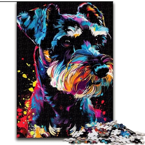 1000-teiliges Puzzle-Geschenk, Standardschnauzer, Holzpuzzle für Erwachsene mit interaktivem Familienspiel, Kinder ab 14 Jahren (Größe 38x26cm) von WGLINGX