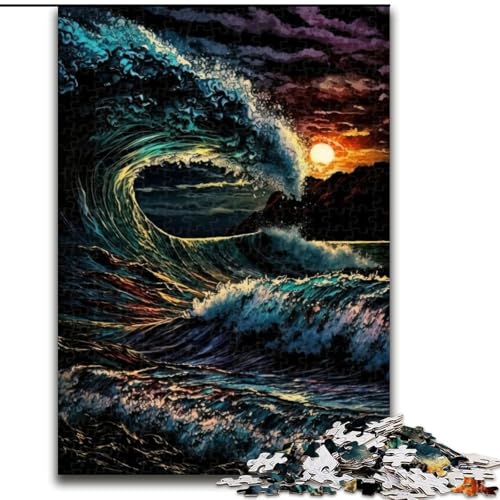1000-teiliges Puzzle-Geschenk, Stormly Ocean, Puzzles für 1000 Teile, für Teenager, Familien-Lernspiele, Heimdekoration, Geschenk, Größe 50x75cm von WGLINGX