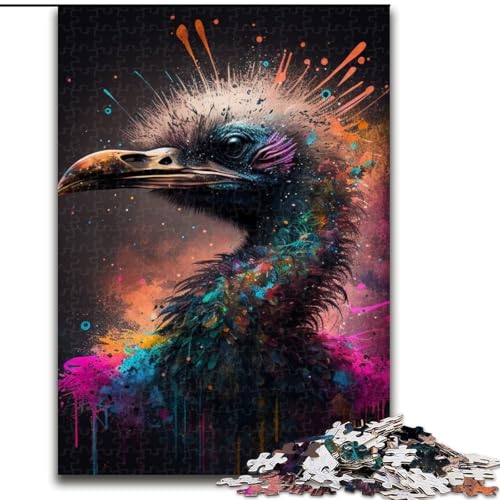 1000-teiliges Puzzle-Geschenk, Straußen-Holzpuzzle für Erwachsene mit interaktivem Familienspiel, Kinder ab 14 Jahren (Größe 38x26cm) von WGLINGX