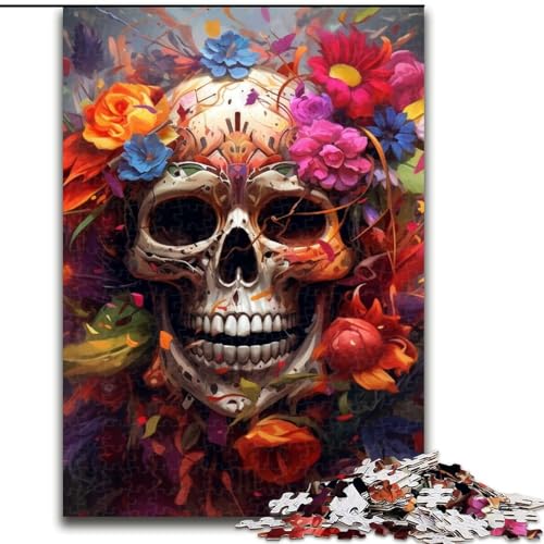1000-teiliges Puzzle-Geschenk, Totenkopf-Holzpuzzle für Erwachsene mit interaktivem Familienspiel, Kinder ab 14 Jahren (Größe 38x26cm) von WGLINGX
