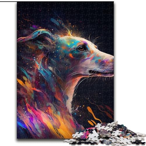 1000-teiliges Puzzle-Geschenk, Whippet-Holzpuzzle für Erwachsene mit interaktivem Familienspiel, Kinder ab 14 Jahren (Größe 38x26cm) von WGLINGX