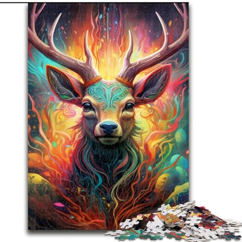 1000-teiliges Puzzle-Geschenk, buntes Hirsch-Puzzle, 1000 Teile für Erwachsene für Jugendliche, Familien-Lernspiele, Heimdekorationsgeschenk (Größe 26x38cm) von WGLINGX