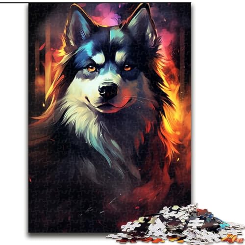 1000-teiliges Puzzle-Geschenk, buntes Husky-Hunde-Puzzle für 1000 Teile, pädagogisches und unterhaltsames Indoor-Spiel für die Heimdekoration, Größe 50x75cm von WGLINGX