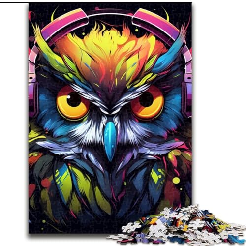1000-teiliges Puzzle-Geschenk, buntes Kunst-Eulen-Puzzle, 1000 Teile für Erwachsene für Jugendliche, Familien-Lernspiele, Heimdekorationsgeschenk (Größe 50x75cm) von WGLINGX