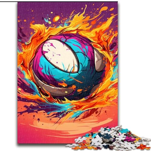 1000-teiliges Puzzle-Geschenk, buntes Volleyball-Holzpuzzle für Erwachsene mit interaktivem Familienspiel, Kinder ab 14 Jahren (Größe 38x26cm) von WGLINGX