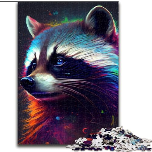 1000-teiliges Puzzle-Geschenk, der freche Waschbär, Puzzle für 1000 Teile, für Teenager, Familien-Lernspiele, Heimdekoration, Geschenk, Größe 50x75cm von WGLINGX