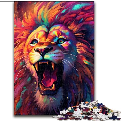 1000-teiliges Puzzle-Geschenk, farbenfrohes Kunst-Löwen-Puzzle, 1000 Teile für Erwachsene für Jugendliche, Familien-Lernspiele, Heimdekorationsgeschenk (Größe 26x38cm) von WGLINGX