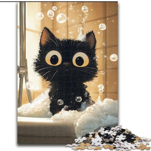 1000-teiliges Puzzle-Geschenk, künstlerische abstrakte Schwarze Katze, Puzzle 1000 Teile für Erwachsene, ideales Urlaubs- oder Geburtstagsgeschenk, Partyspiel-Spielzeug (Größe 50x75cm) von WGLINGX