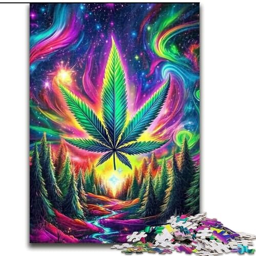 1000-teiliges Puzzle-Geschenk, psychedelische Bunte Blätter, Puzzle 1000 Teile für Erwachsene, ideales Urlaubs- oder Geburtstagsgeschenk, Partyspiel-Spielzeug (Größe 50x75cm) von WGLINGX