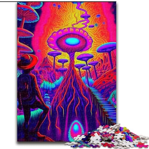 1000-teiliges Puzzle-Geschenk, psychedelische Natur, Puzzles für 1000 Teile, für Teenager, Familien-Lernspiele, Heimdekoration, Geschenk, Größe 26x38cm von WGLINGX