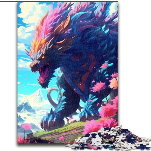 1000-teiliges Puzzle-Geschenk, riesiges Drachen-Löwen-Puzzle für 1000 Teile, für Teenager, Familien-Lernspiele, Heimdekoration, Geschenk, Größe 50x75cm von WGLINGX
