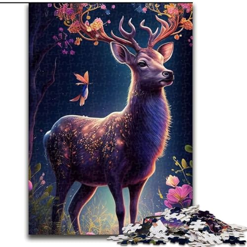 1000-teiliges Puzzle-Geschenk, süße Hirschblume, 1000-teiliges Puzzle für Erwachsene, pädagogisches und unterhaltsames Indoor-Spiel für die Heimdekoration, Größe 26x38cm von WGLINGX