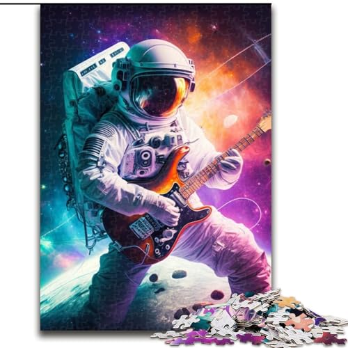 1000-teiliges Puzzle-Geschenk „Astronaut spielt Gitarre“, Papppuzzle für Erwachsene mit interaktivem Familienspiel, Kinder ab 14 Jahren (Größe 26x38cm) von WGLINGX