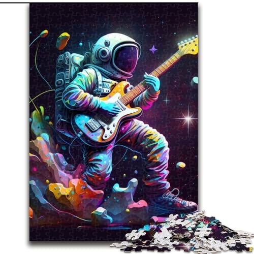 1000-teiliges Puzzle-Geschenk „Astronaut spielt Gitarre“, Papppuzzle für Erwachsene mit interaktivem Familienspiel, Kinder ab 14 Jahren (Größe 26x38cm) von WGLINGX