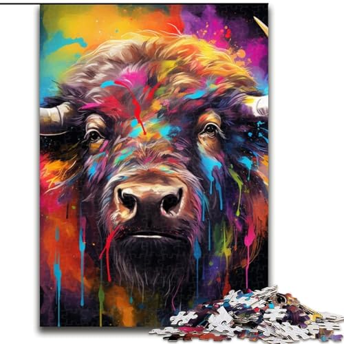 1000-teiliges Puzzle-Geschenk „Büffel-Puzzle“, anspruchsvolles Denkspiel für Teenager, perfekt als Heimdekoration oder Geschenk (Größe 26x38cm) von WGLINGX