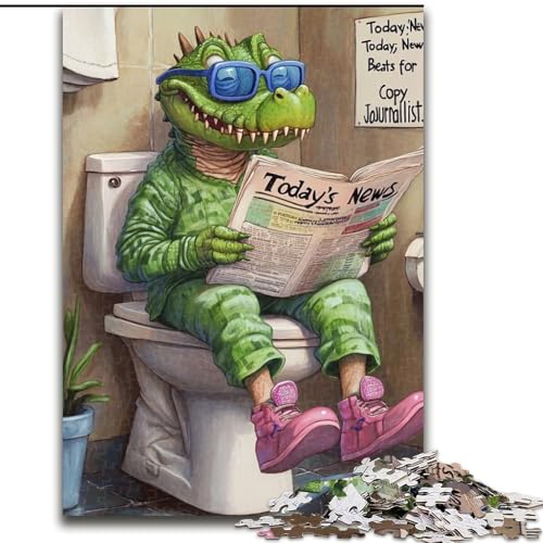 1000-teiliges Puzzle-Geschenk „Crocodile Go Toilet“, anspruchsvolles Denkspiel für Teenager, perfekt als Heimdekoration oder Geschenk (Größe 26x38cm) von WGLINGX