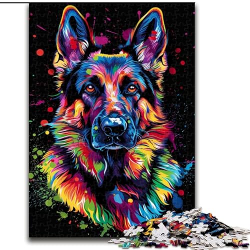 1000-teiliges Puzzle-Geschenk „Deutscher Schäferhund“, Holzpuzzle für Erwachsene mit interaktivem Familienspiel, Kinder ab 14 Jahren (Größe 38x26cm) von WGLINGX