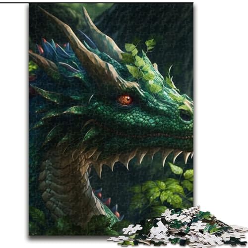 1000-teiliges Puzzle-Geschenk „Grüner Drache“ für Erwachsene, lehrreiches und unterhaltsames Indoor-Spiel für die Heimdekoration (Größe 26x38cm) von WGLINGX