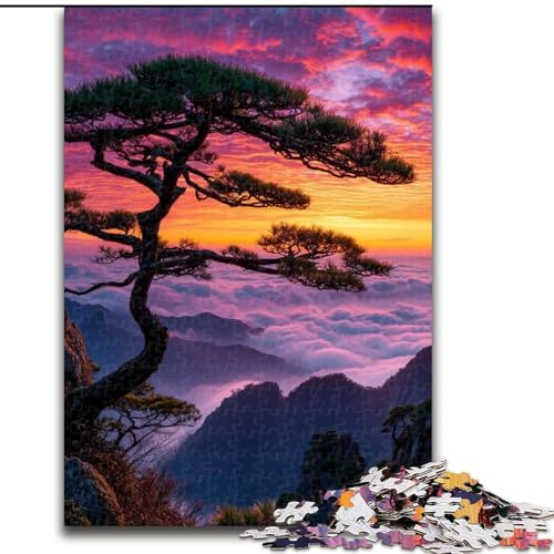1000-teiliges Puzzle-Geschenk „Kiefer auf dem Gipfel des Berges“, Puzzle für Erwachsene, Familienaktivitätsspiel, Heimdekoration, Wandkunst (Größe 26x38cm) von WGLINGX