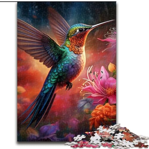 1000-teiliges Puzzle-Geschenk „Kolibri-Kunst“, Holzpuzzle für Erwachsene mit interaktivem Familienspiel, Kinder ab 14 Jahren (Größe 38x26cm) von WGLINGX