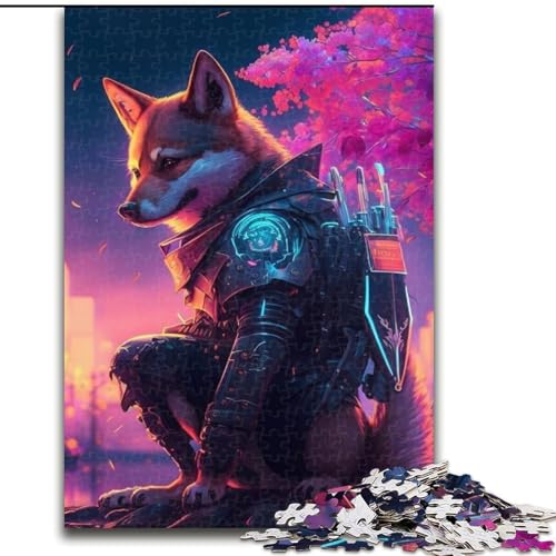 1000-teiliges Puzzle-Geschenk „Neon Warrior“, Holzpuzzle für Erwachsene mit interaktivem Familienspiel, Kinder ab 14 Jahren (Größe 38x26cm) von WGLINGX