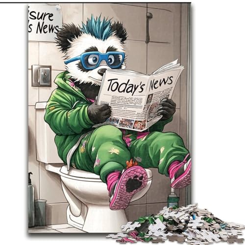 1000-teiliges Puzzle-Geschenk „Panda Go Toilet“, anspruchsvolles Denkspiel für Teenager, perfekt als Heimdekoration oder Geschenk (Größe 26x38cm) von WGLINGX