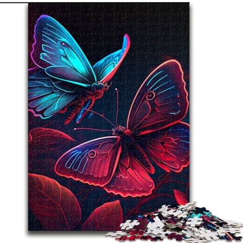 1000-teiliges Puzzle-Geschenk „Schmetterlingskunst“, Holzpuzzle für Erwachsene mit interaktivem Familienspiel, Kinder ab 14 Jahren (Größe 38x26cm) von WGLINGX