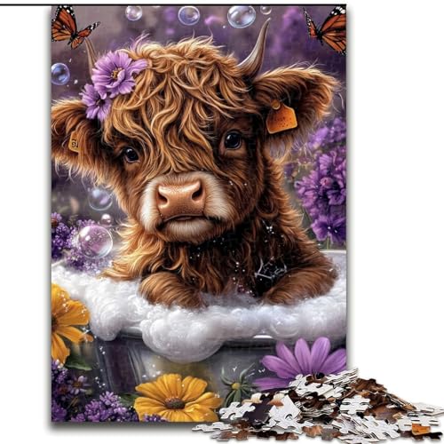 1000-teiliges Puzzle-Geschenk „Yak beim Baden“, unmögliches Puzzle für Erwachsene, ideales DIY-Dekor und Denksportgeschenk (Größe 50x75cm) von WGLINGX