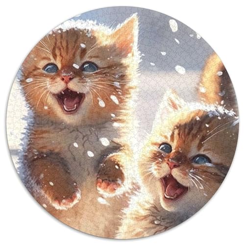 1000-teiliges Puzzle-Geschenk: Babykatzen Spielen im Schnee, Kartonpuzzle, Geburtstage, Feiertage und als Heimdekoration (67,5x67,5cm) von WGLINGX