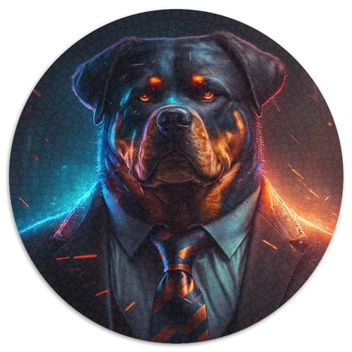 1000-teiliges Puzzle-Geschenke „Boss Rottweiler“-Puzzle, 1000-teiliges Denkspiel, interaktives Familienspiel, geeignet für Kinder ab 14 Jahren (67,5 x 67,5 cm) von WGLINGX
