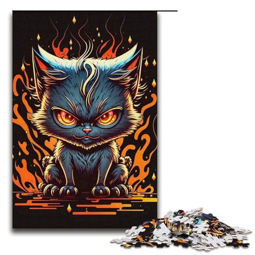 1000-teiliges Puzzle Kleine böse Katze für Erwachsene, Lernpuzzle, Geburtstagsgeschenk für Teenager ab 14 Jahren (Größe 38 x 26 cm) von WGLINGX