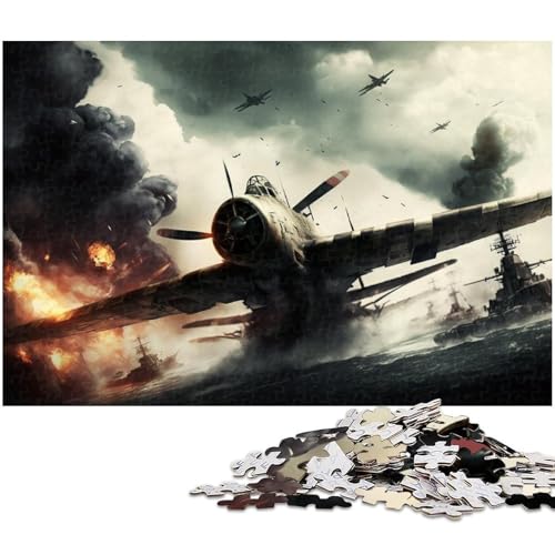 1000-teiliges Puzzle Kriegsflugzeuge, Holzpuzzle, Familienunterhaltungsspielzeug (Größe 50 x 75 cm) von WGLINGX