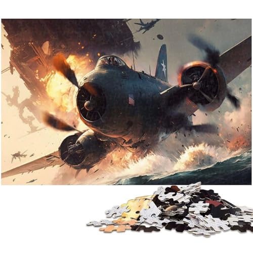 1000-teiliges Puzzle Kriegsflugzeuge für Holzpuzzle und Familienaktivitäten (Größe 50 x 75 cm) von WGLINGX