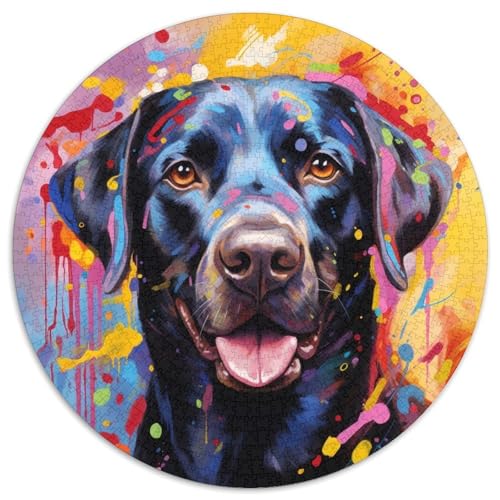 1000-teiliges Puzzle Labrador, rund, 1000 Teile, Geschenkidee zum Geburtstag, anspruchsvolles Denkspiel, 1000 Teile (67,5x67,5cm) von WGLINGX