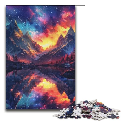 1000-teiliges Puzzle Mountain Aurora für Teenager, Kartonpuzzle, Lernspiele für Erwachsene (Größe 38 x 26 cm) von WGLINGX