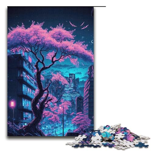 1000-teiliges Puzzle Neonlandschaft für Teenager, Papierpuzzle für Erwachsene, Geschenke (Größe 38 x 26 cm) von WGLINGX