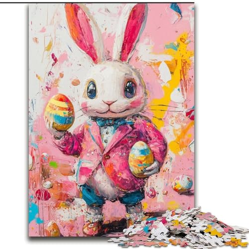 1000-teiliges Puzzle Osterhase, 1000-teiliges Puzzle, Denkspiel für Teenager, Familienspieleabend (Größe 26x38cm) von WGLINGX