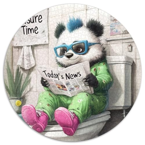 1000-teiliges Puzzle Panda Go Toilet, rundes 1000-teiliges Puzzle, anspruchsvolles Denkspiel für Teenager, Spaß für den Familienspielabend, 1000 Teile (67,5x67,5cm) von WGLINGX