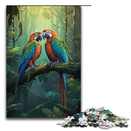 1000-teiliges Puzzle Papagei im Dschungel, Puzzle für Erwachsene, Kartonpuzzle, anspruchsvolles Spiel (Größe 38 x 26 cm) von WGLINGX