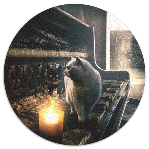 1000-teiliges Puzzle Piano Cat aus Karton für Erwachsene, perfekt für die Heimdekoration, Geburtstage, Feiertage und Geschenke (67,5x67,5cm) von WGLINGX